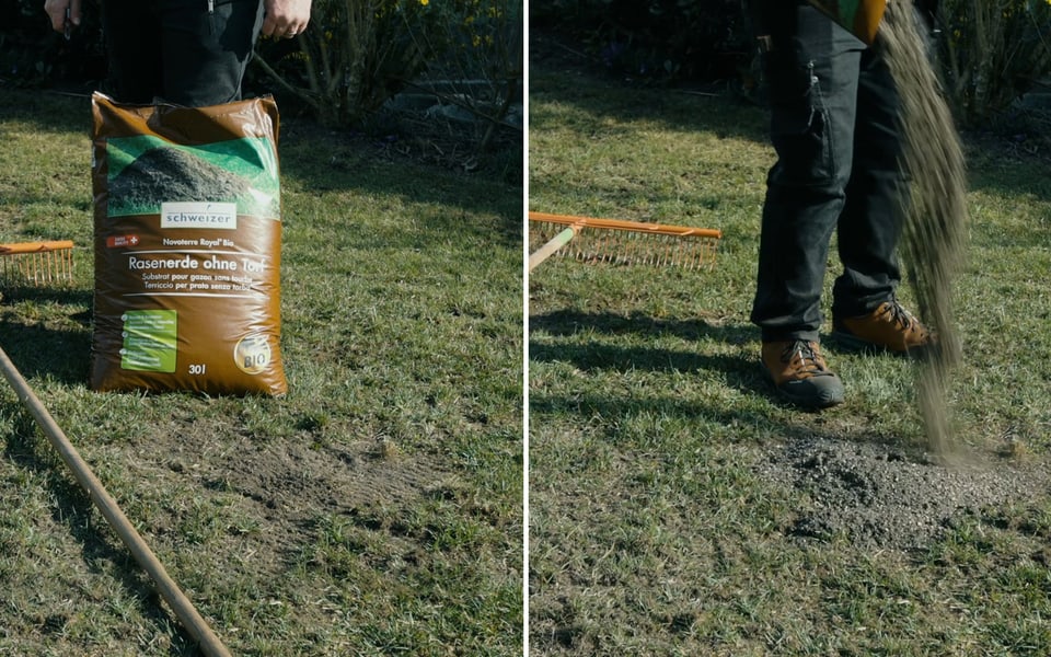 Répartir le terreau pour gazon
